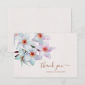 Bloemen Waterverf Frangipani Terracotta Bruiloft Bedankkaart (Voorkant / Achterkant)