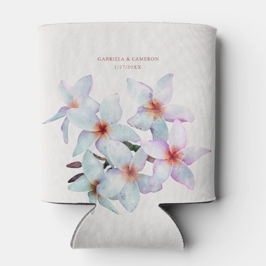 Bloemen Waterverf Frangipani Terracotta Bruiloft Blikjeskoeler (Achterkant)