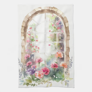 Bloemen Waterverf geschilderde boog Theedoek