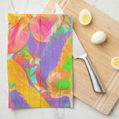 Bloemen waterverf geverfd houtgeel roze theedoek (Quarter Fold)