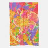 Bloemen waterverf geverfd houtgeel roze theedoek (Verticaal)