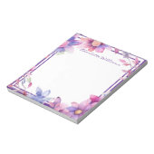 Bloemen Waterverf grens gepersonaliseerd Notitieblok (Linkerzijde)