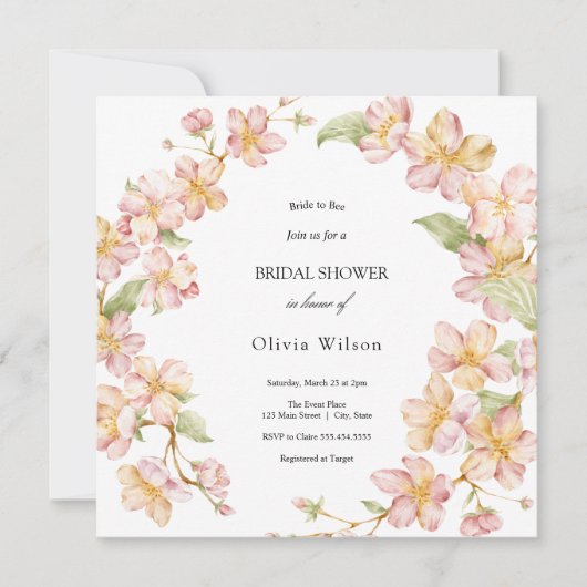 Bloemen waterverf groen Elegant vrijgezellenfeest Kaart (Voorkant)