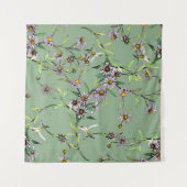 Bloemen Waterverf: groen naadloos patroon Wandkleed (Voorkant (horizontaal))