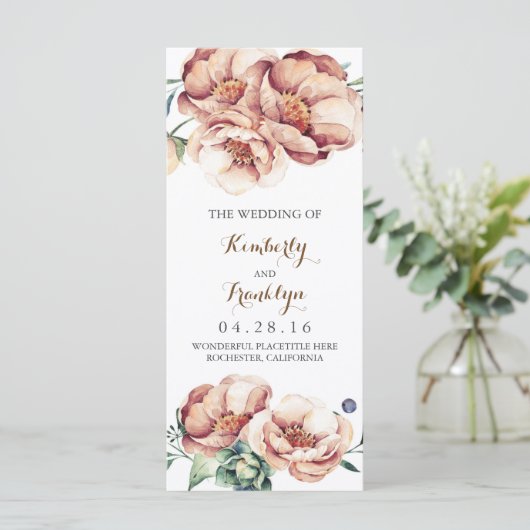  bloemen waterverf herfst bruiloft programma's (Staand voorkant)