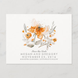 Bloemen waterverf  herfst Save the Date Aankondigingskaart