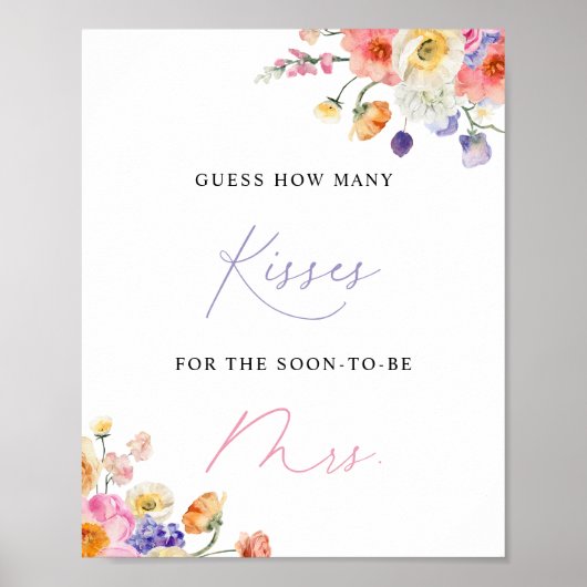 Bloemen Waterverf hoeveel kussen Vrijgezellenfeest Poster (Voorkant)