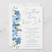 Bloemen Waterverf Iets blauw Vrijgezellenfeest Kaart (Voorkant)