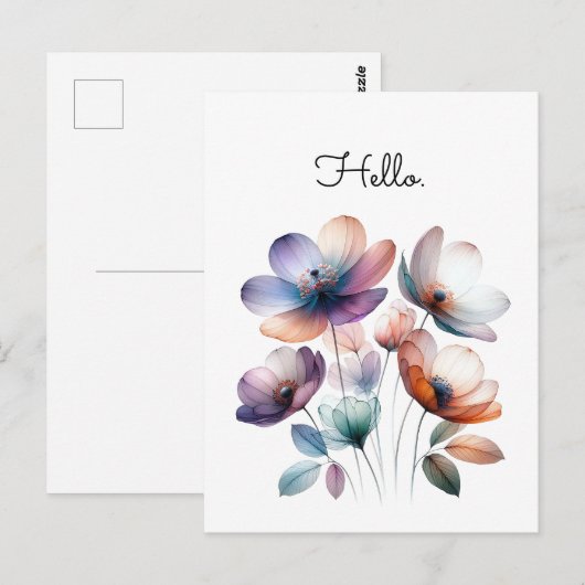  Bloemen Waterverf Illustratie Briefkaart (Voorkant / Achterkant)