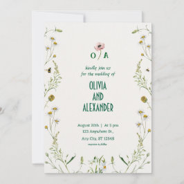 Bloemen Waterverf Illustratie Huwelijksuitnodiging Kaart