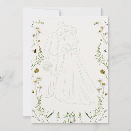 Bloemen Waterverf Illustratie Huwelijksuitnodiging Kaart (Achterkant)