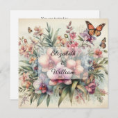 Bloemen waterverf in zachte pastelkleuren kaart (Voorkant / Achterkant)