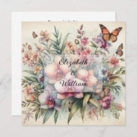 Bloemen waterverf in zachte pastelkleuren kaart (Voorkant / Achterkant)