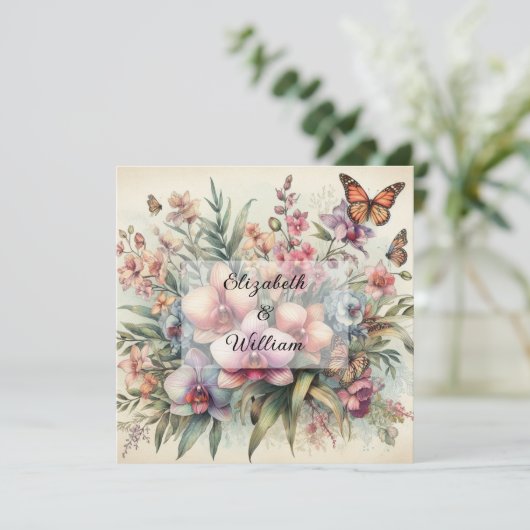 Bloemen waterverf in zachte pastelkleuren kaart (Staand voorkant)