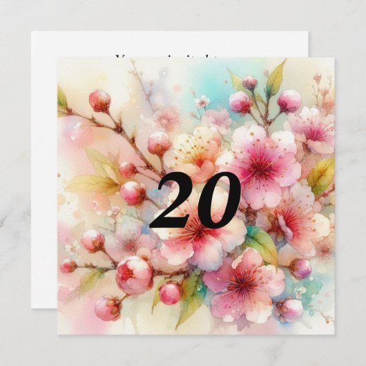 Bloemen waterverf in zachte pastelkleuren kaart (Voorkant / Achterkant)