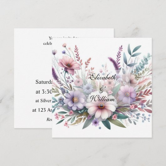 Bloemen waterverf in zachte pastelkleuren kaart (Voorkant / Achterkant)