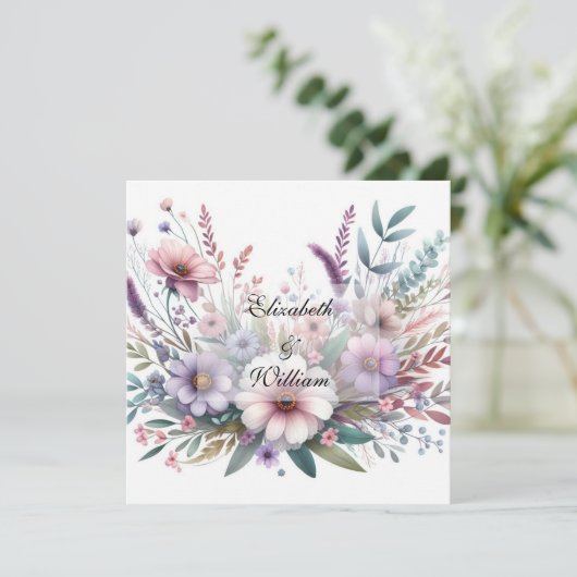 Bloemen waterverf in zachte pastelkleuren kaart (Staand voorkant)