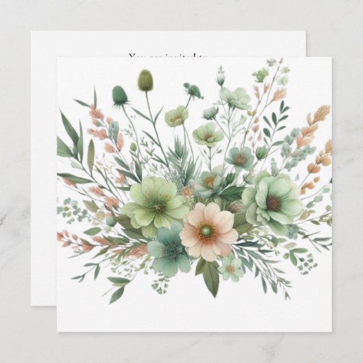 Bloemen waterverf in zachte pastelkleuren kaart (Voorkant / Achterkant)