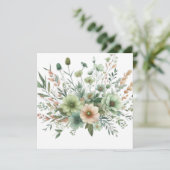 Bloemen waterverf in zachte pastelkleuren kaart (Staand voorkant)