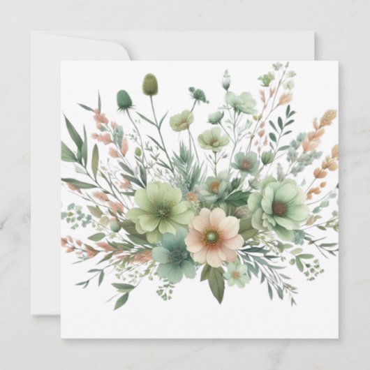 Bloemen waterverf in zachte pastelkleuren kaart (Voorkant)