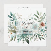 Bloemen waterverf in zachte pastelkleuren kaart (Voorkant / Achterkant)