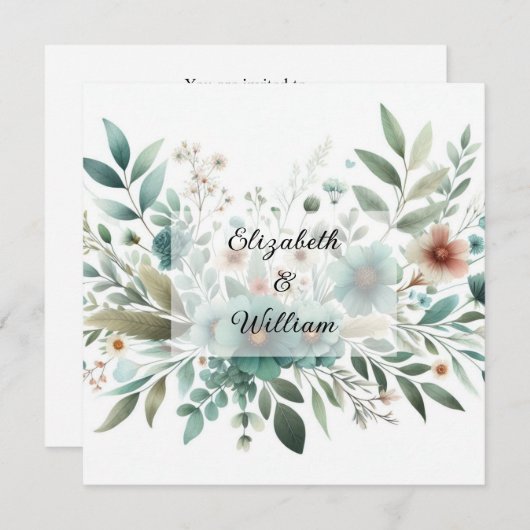 Bloemen waterverf in zachte pastelkleuren kaart (Voorkant / Achterkant)