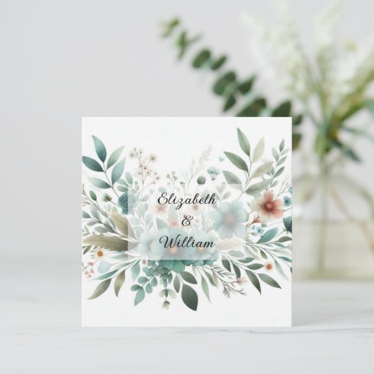 Bloemen waterverf in zachte pastelkleuren kaart (Staand voorkant)