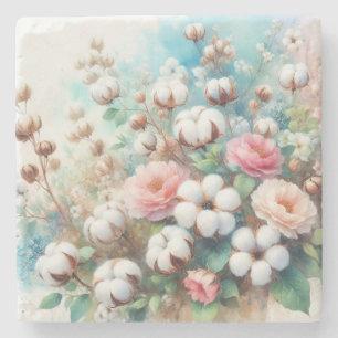 Bloemen waterverf in zachte pastelkleuren stenen onderzetter