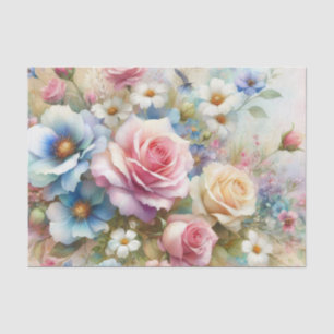 Bloemen waterverf in zachte pastelkleuren tissuepapier