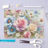 Bloemen waterverf in zachte pastelkleuren tissuepapier (Craft)