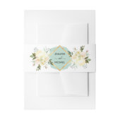 Bloemen Waterverf Ivoor Mint Roze Goud Bruiloft Uitnodigingen Wikkel (Voorkant Voorbeeld)