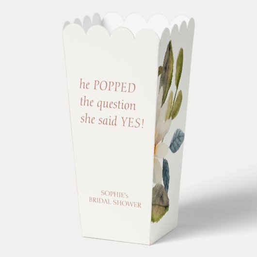 Bloemen Waterverf & Ivoor Paar Popcorn Bedankdoosjes (Voorkant)