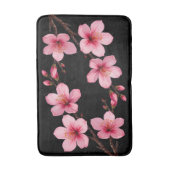 Bloemen Waterverf Kersenbloesems Roze Zwart Badmat (Voorkant Verticaal)