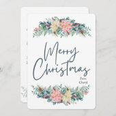 Bloemen Waterverf Kerst Kaart (Voorkant / Achterkant)