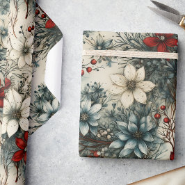  Bloemen Waterverf Kerstmis Poinsettia Cadeaupapier