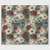 Bloemen Waterverf Kerstmis Poinsettia Cadeaupapier (Vlak)