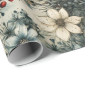 Bloemen Waterverf Kerstmis Poinsettia Cadeaupapier (Rol Hoek)