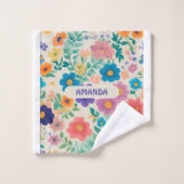 Bloemen Waterverf Kleurrijk Gepersonaliseerd Patro Bad Handdoek (Wasdoekje)