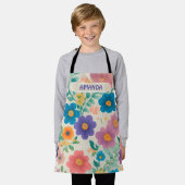 Bloemen Waterverf Kleurrijk Gepersonaliseerd Patro Schort (Gedragen)