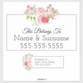 Bloemen waterverf krans | Eigen naam label label (Vel)