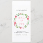 Bloemen Waterverf krans Elegant bruiloft programma Programmakaart (Voorkant)