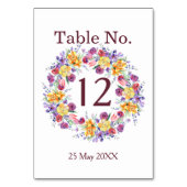 Bloemen Waterverf krans tafel nummer Kaart (Achterkant)