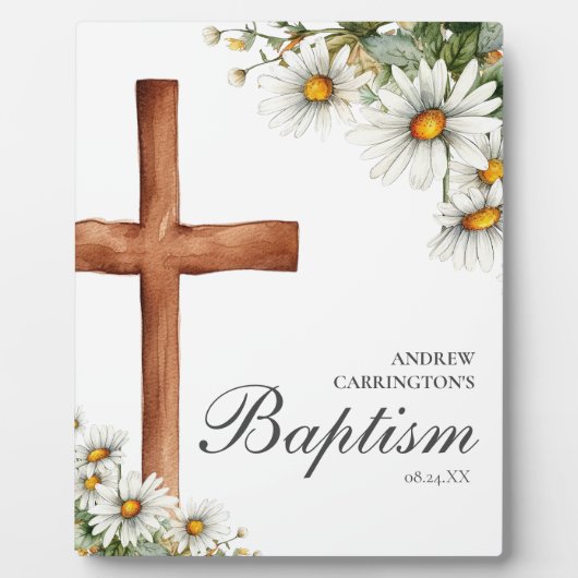 Bloemen Waterverf kruis doop Fotoplaat (Voorkant)