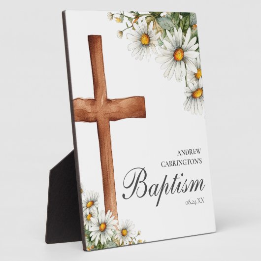 Bloemen Waterverf kruis doop Fotoplaat (Zijkant)