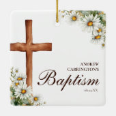 Bloemen Waterverf kruis doop Keramisch Ornament (Achterkant)