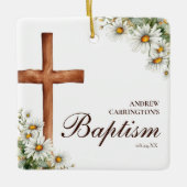 Bloemen Waterverf kruis doop Keramisch Ornament (Voorkant)