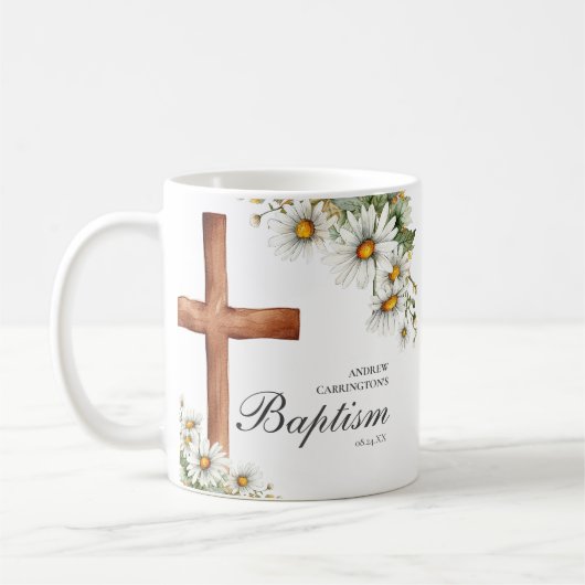 Bloemen Waterverf kruis doop Koffiemok (Links)