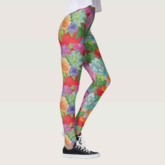 Bloemen Waterverf Leggings Abstracte damesbroek (Rechts)