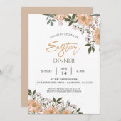 Bloemen waterverf Lente Paasdiner Kaart (Voorkant / Achterkant)