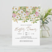 Bloemen waterverf Lente Paasdiner Kaart (Staand voorkant)